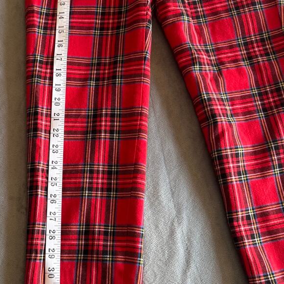 J.Crew Red Plaid Wool Blend High Rise Cameron Size 2 Straight Dress Pants - Picture 3 of 9